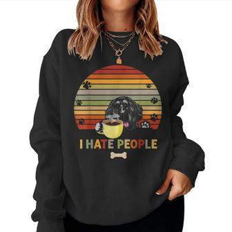 Newfoundland Dog Fathers Day I Hate People With Coffee Women Crewneck Graphic Sweatshirt - Thegiftio UK