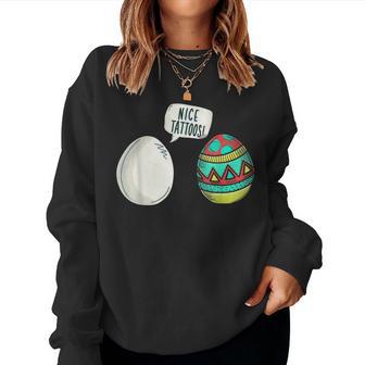 Nice Tattoos Easter Egg Cute Bunny Rabbit Women Kids Funny Women Crewneck Graphic Sweatshirt - Thegiftio UK