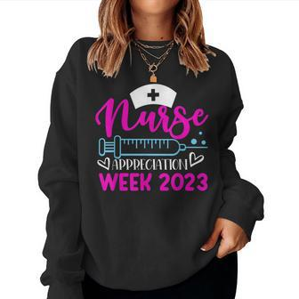Nurse Appreciation Week National Nurses Week 2023 In Progres Women Crewneck Graphic Sweatshirt - Thegiftio UK