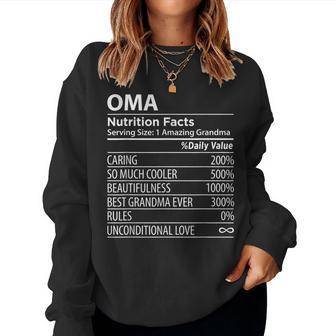 Oma Nutrition Facts Grandma Women Sweatshirt | Mazezy
