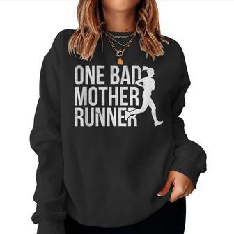 One Bad Mother Runner Funny Mothers Day Lover Women Crewneck Graphic Sweatshirt - Thegiftio UK