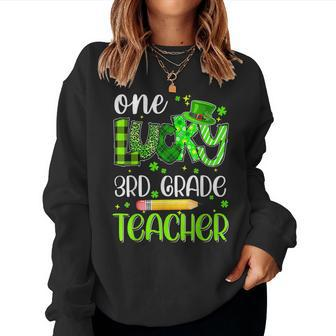 One Lucky 3Rd Grade Teacher Pencil Shamrock St Patricks Day Women Crewneck Graphic Sweatshirt - Seseable