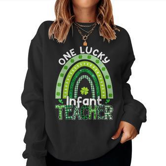 One Lucky Infant Teacher St Patricks Day Teacher Rainbow Women Crewneck Graphic Sweatshirt - Seseable