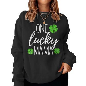 One Lucky Mama Matching St Patricks Day V2 Women Crewneck Graphic Sweatshirt - Seseable