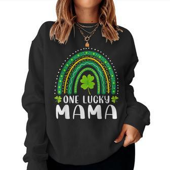 One Lucky Mama Rainbow Saint Patricks Day Lucky Mom Mother Women Crewneck Graphic Sweatshirt - Seseable