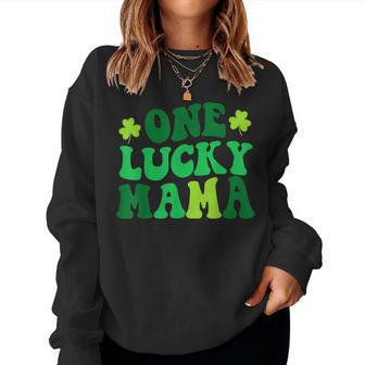 One Lucky Mama Retro Vintage St Patricks Day Clothes Women Sweatshirt | Mazezy CA