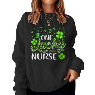 One Lucky Nurse Cute Gnome Shamrock St Patricks Day V2 Women Crewneck Graphic Sweatshirt - Seseable