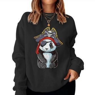 Panda Pirate T Jolly Roger Flag Skull And Crossbones Women Sweatshirt | Mazezy