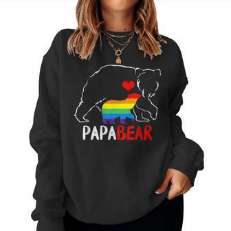 Papa Bear Proud Dad Daddy Rainbow Flag Lgbt Pride Father Day Women Sweatshirt | Mazezy