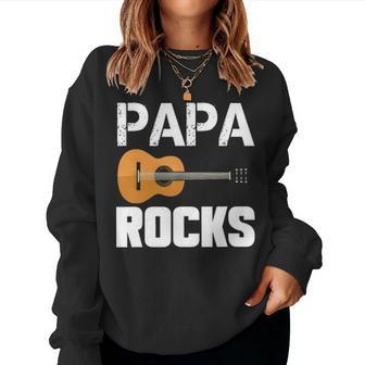 Papa Grandpa Rocks - Guitar Music Gift Men Kids Women Women Crewneck Graphic Sweatshirt - Seseable
