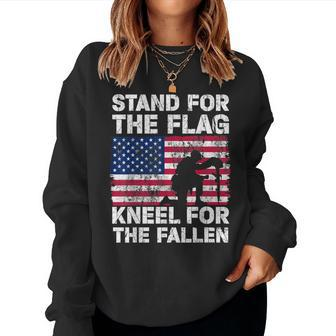 Patriotic Military Veteran American Flag Stand For Men Women Women Crewneck Graphic Sweatshirt - Seseable