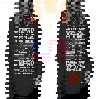 Patriotic Military Veteran American Flag Stand For Men Women Women Crewneck Graphic Sweatshirt | Seseable CA