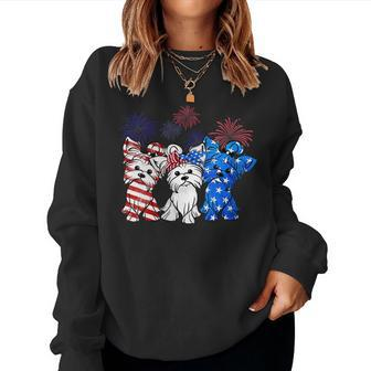 Womens Patriotic Yorkie Dog Yorkshire Terrier 4Th Of July Usa Flag Women Sweatshirt | Mazezy