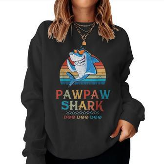 Pawpaw Shark T Fathers Day Gift From Wife Son Daughter Women Crewneck Graphic Sweatshirt - Seseable