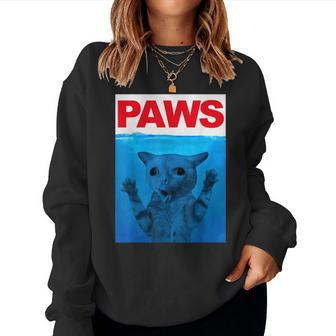 Paws Cat Meme Humor Funny Kitty Lover Funny Cats Dads Mom Women Crewneck Graphic Sweatshirt - Seseable