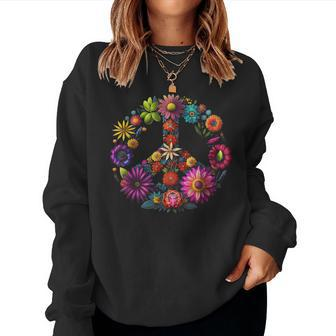 Peace Hand Tie Sign Of Freedom Hippie Flower Child Women Sweatshirt | Mazezy