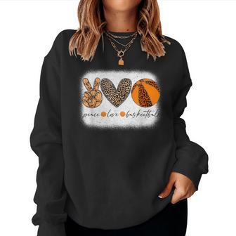 Peace Love Basketball Leopard Retro Mom Women Sweatshirt | Mazezy
