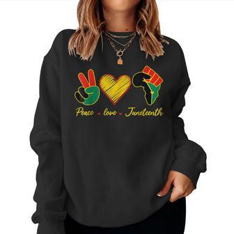 Peace Love Black History Month Afro African Pride Women Men Women Crewneck Graphic Sweatshirt - Seseable