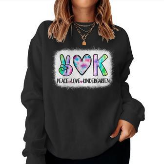 Peace Love Kindergarten Squad Back To School Teacher Girl Women Sweatshirt | Mazezy