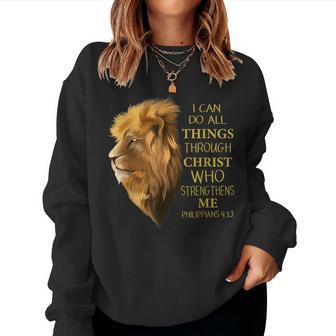 Philippians 413 Religious Lion Verses Christian Women Sweatshirt | Mazezy