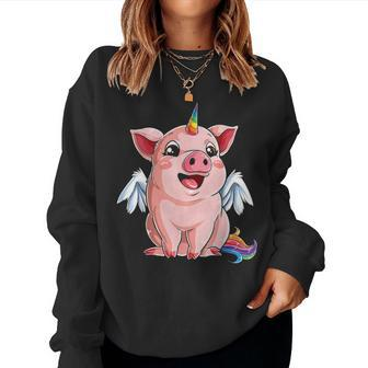 Pig S For Girls Kids Women Pig Unicorn Piggycorn Gifts Women Crewneck Graphic Sweatshirt - Seseable