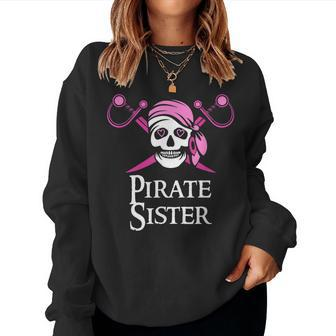 Pink Pirate Sister Skull And Crossbones Flag Women Sweatshirt | Mazezy