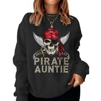 Womens Pirate Auntie Jolly Roger Flag Skull Halloween Aunt Women Sweatshirt | Mazezy
