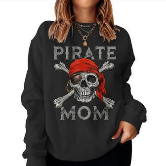 Pirate Mom Jolly Roger Skull & Crossbones Flag Women Sweatshirt | Mazezy