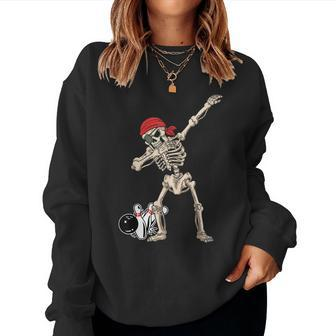 Pirate Red Scarf Skeleton Bowling Halloween Dab Women Sweatshirt | Mazezy