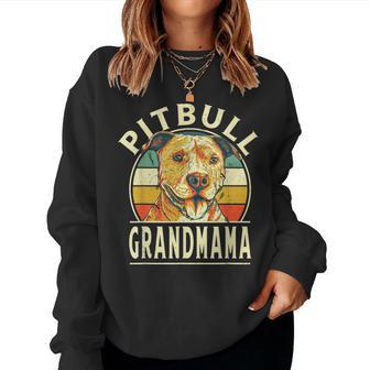 Pitbull Grandmama Retro Grandma Vintage Grandmom Dog Breed Women Crewneck Graphic Sweatshirt - Thegiftio UK
