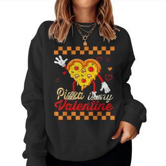 Pizza Is My Valentine For Mens Womens Kids Valentines Day Women Crewneck Graphic Sweatshirt - Seseable