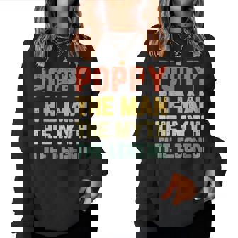 Poppy The Man The Myth The Legend Grandpa Vintage Christmas Women Crewneck Graphic Sweatshirt - Seseable