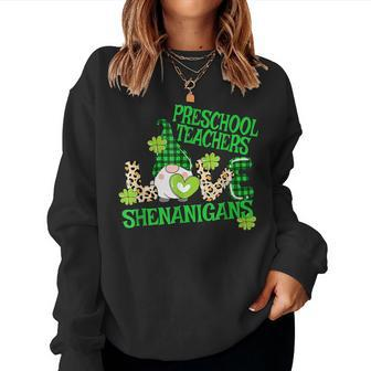 Preschool Teacher St Patricks Day Prek Shenanigans Love V2 Women Crewneck Graphic Sweatshirt - Seseable