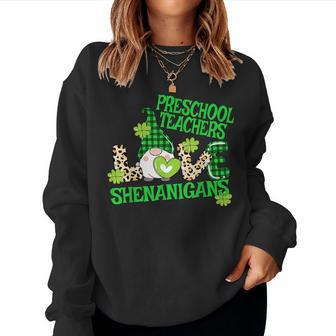 Preschool Teacher St Patricks Day Prek Shenanigans Love V2 Women Crewneck Graphic Sweatshirt - Thegiftio UK