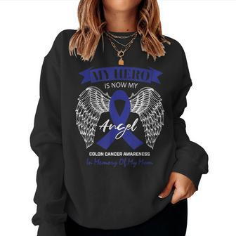 Products Angel In Memory Of My Mom Colon Cancer Awareness Women Sweatshirt | Mazezy