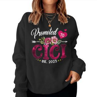 Womens Promoted To Cici 2023 First Time New Cici Pregnancy Floral Women Sweatshirt | Mazezy