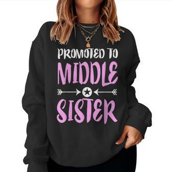 Promoted To Middle Sister Older Sister Women Sweatshirt | Mazezy