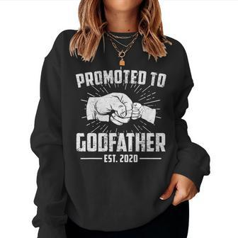 Promoted To Godfather Est 2020 Best Uncle Brother Gift Women Crewneck Graphic Sweatshirt - Seseable
