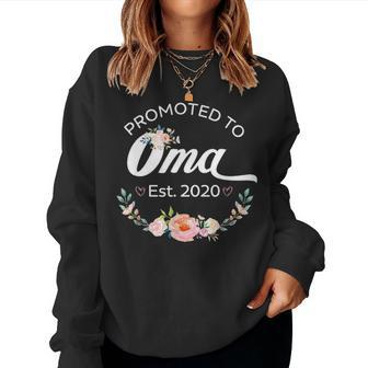 Promoted To Oma Est 2020 First Time Grandma Floral Women Crewneck Graphic Sweatshirt - Seseable