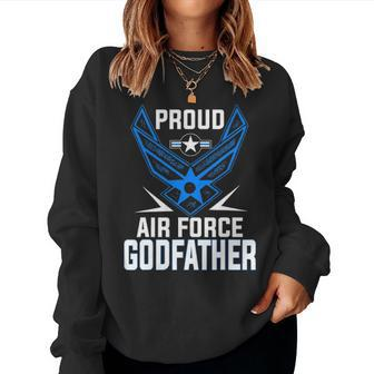 Proud Air Force Godfather Veteran Pride Women Crewneck Graphic Sweatshirt - Seseable