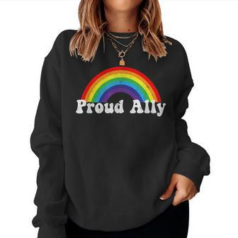 Proud Ally Pride Shirt Gay Lgbt Day Month Parade Rainbow Women Sweatshirt | Mazezy