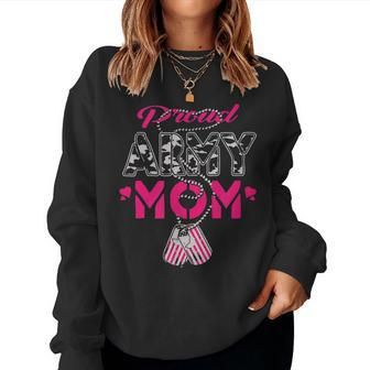 Proud Army Stepmom Us Flag Dog Tag Military Mom Family Women Sweatshirt | Mazezy