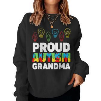 Proud Autism Grandma Puzzle Light Bulb Autism Awareness Women Sweatshirt | Mazezy