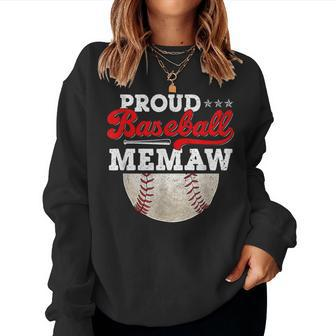 Proud Baseball Memaw Ball Vintage Mothers Day Game Day Women Crewneck Graphic Sweatshirt - Seseable