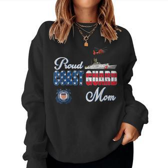 Proud Coast Guard Mom US Coast Guard Veteran Military Women Crewneck Graphic Sweatshirt - Seseable
