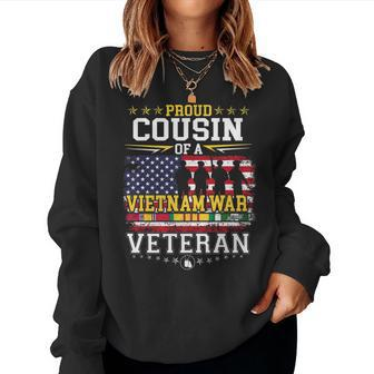 Proud Cousin Vietnam War Veteran Matching Brother Sister Women Crewneck Graphic Sweatshirt - Seseable