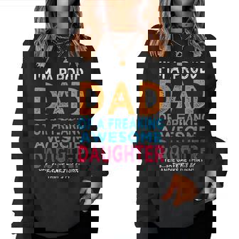 Im A Proud Dad Of Two Freaking Awesome Daughters Women Sweatshirt | Mazezy