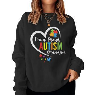 Im A Proud Grandma Love Heart Autism Awareness Puzzle Women Sweatshirt | Mazezy
