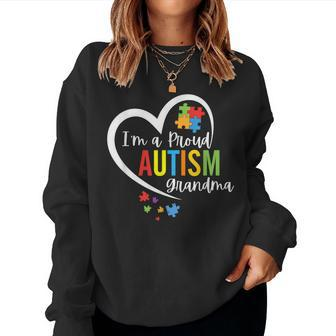 Im A Proud Grandma Love Heart Autism Awareness Puzzle Women Sweatshirt | Mazezy