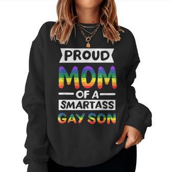 Proud Mom Of A Smartass Gay Son Funny Lgbt Pride Month Women Women Crewneck Graphic Sweatshirt - Thegiftio UK
